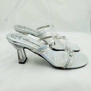 VTG Y2K Clear/Holographic Silver Lucite Slip-On Sandals No Boundaries 8.5
